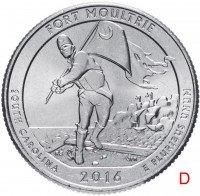 Купить США 1/4 доллара (25 центов, квотер) 2016 D — "Форт Молтри" (35-й парк)