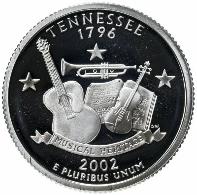 купить США 25 центов (квотер, 1/4 доллара, quarter dollar) 2002 S Proof Теннесси серебро США