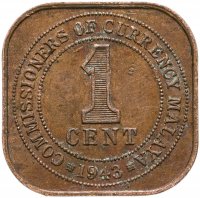 купить Малайя 1 цент (cent) 1943