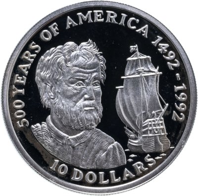 купить Острова Кука 10 долларов (dollars) 1990 500 лет открытию Америки