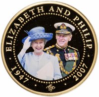 Купить Острова Кука 1 доллар 2007 Юбилей свадьбы Елизаветы II