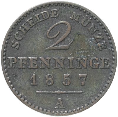 купить Германия, Пруссия 2 пфеннига 1857