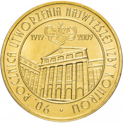 купить Польша 2 злотых 2009 "90 лет Контрольной палате"