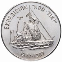 Купить Куба 1 песо 1987 "Экспедиция Кон-Тики"
