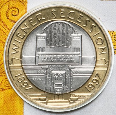 купить Австрия 50 шиллингов (shillings) 1997 "100 лет Венскому сецессиону" в буклете