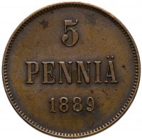 Купить 5 пенни 1889, для Финляндии