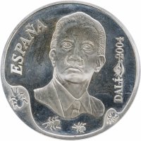 купить Испания 10 евро (euro) 2004 100 лет со дня рождения Сальвадора Дали. Картина "Мягкий автопортрет с жареным беконом"