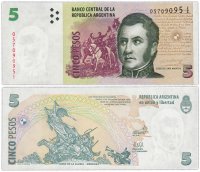 Купить Аргентина 5 песо 2012 (Pick 353b)