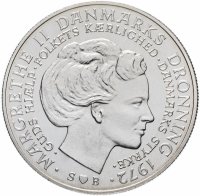 Купить Дания 10 крон (kroner) 1972 "Смерть Фредерика IX и вступление на престол Маргрете II"
