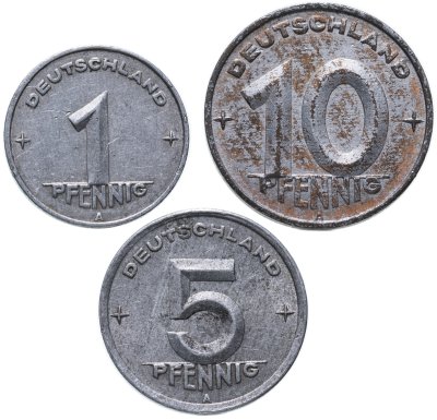 купить Германия (ГДР), набор из 3 монет 1949-1950 годов