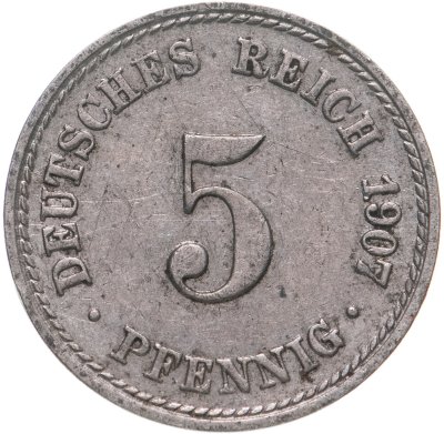 купить Германия 5 рейхспфеннигов 1907 "A"