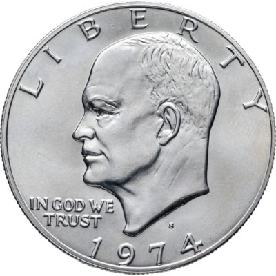 купить США 1 доллар 1974 S доллар Эйзенхауэра (Лунный доллар) серебро, знак монетного двора "S" - Сан-Франциско