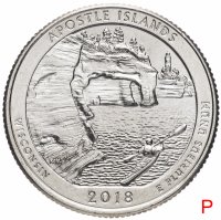 Купить США 1/4 доллара (25 центов, квотер) 2018 P — "Национальные парки - острова Апостол" (42-й парк)