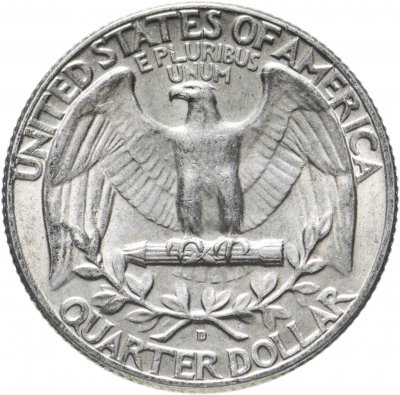 купить США 1/4 доллара (25 центов, квотер, quarter dollar) 1964 без знака монетного двора
