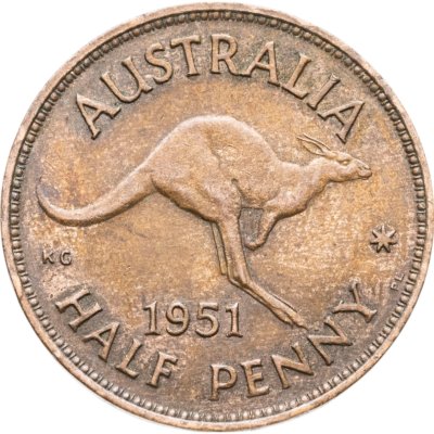 купить Австралия 1/2 пенни (penny) 1951 Точка после "PENNY"