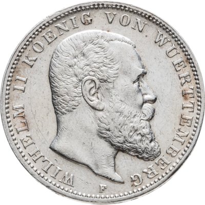 купить Германская Империя, Вюртемберг 3 марки 1908-1914 "Вильгельм II - король Вюртемберга", случайный год