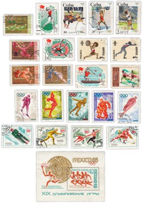 купить Марки набор из 23 штук "Олимпийские игры" 1968-1972