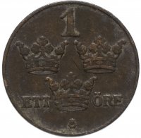 Купить Швеция 1 эре (ore) 1910-1950