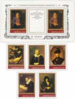 купить Полная серия 1983 "Шедевры Государственного Эрмитажа. Рембрандт Харменс ван Рейн (1606-1669)" (5 марок и Почтовый блок)