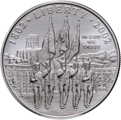 купить США 1 dollar (доллар) 2002 "200-летие военной академии США в Вест-Пойнте" в футляре с сертификатом