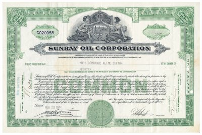 купить Акция США SUNRAY OIL CORPORATION 1942- 1944 г.