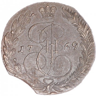 купить 5 копеек 1769 ЕМ орёл 1770-1777, нового образца, брак: выкус