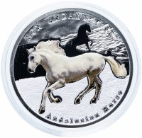 купить Остров Ниуэ 1 доллар 2015 "Лучшие друзья человека - Андалузский конь", в футляре с сертификатом