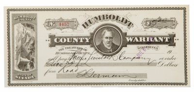 купить США Платежный ордер COUNTY DI HUMBOLDT STATE OF NEVADA, 1922