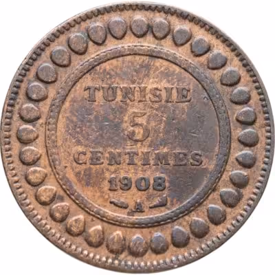 купить Тунис 5 сантимов (centimes) 1908