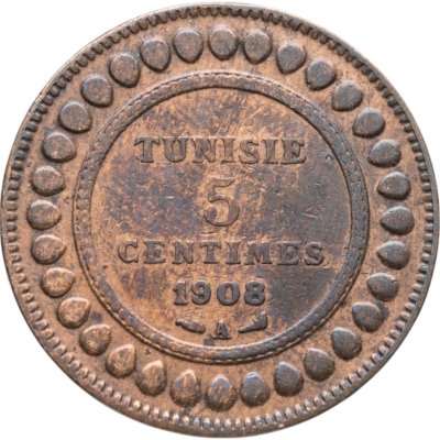купить Тунис 5 сантимов (centimes) 1908