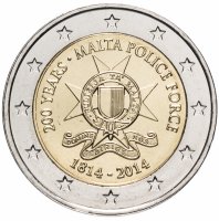 Купить Мальта 2 евро 2014 "200 лет полиции Мальты"