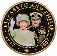 Купить Острова Кука 1 доллар 2007 Юбилей свадьбы Елизаветы II