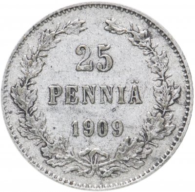 купить 25 пенни 1909 L, монета для Финляндии