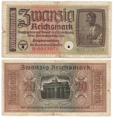 купить Германия 20 рейхсмарок 1940-1945 Немецкие оккупационные территории
