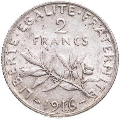 купить Франция 2 франка (francs) 1916