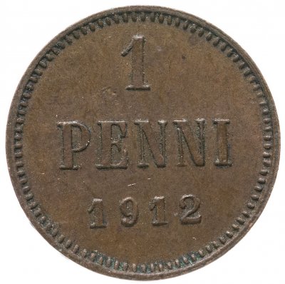 купить 1 пенни 1912, монета для Финляндии