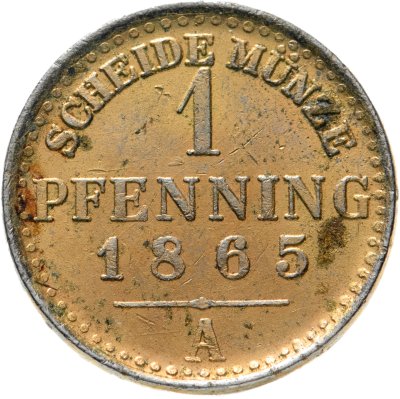 купить Германия, Пруссия 1 пфенниг 1865