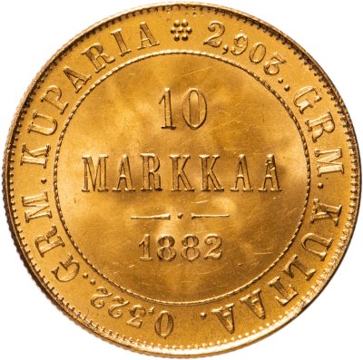 купить 10 марок 1882 S, монета для Финляндии
