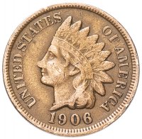 Купить США 1 цент (cent) 1906 Indian Head Cent