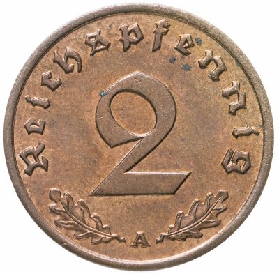 купить Германия, Третий рейх 2 рейхспфеннига (reichspfennig) 1938 A