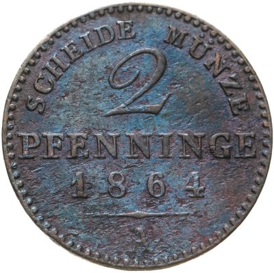 купить Германия (Пруссия) 2 пфеннига (pfenninge) 1864 A