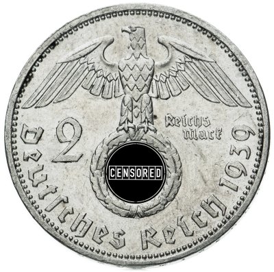 купить Германия, Третий Рейх 2 рейхсмарки (reichsmark) 1939 знак монетного двора "A"-Берлин