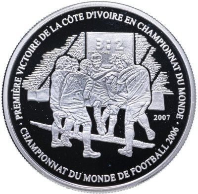 купить Кот-д’Ивуар 1000 франков (francs) 2007 "Первая победа Кот-д'Ивуара на чемпионате мира 2006 г."