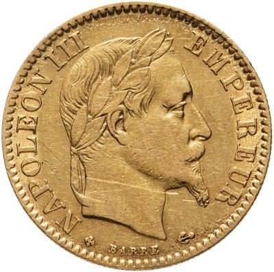 купить Франция 10 франков (francs) 1864 с портретом Императора Наполеона III