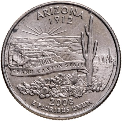 купить США 25 центов (квотер, 1/4 доллара, quarter dollar) 2008 Р Аризона (Arizona)