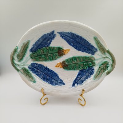 купить Блюдо (сухарница) "Листья" ("Щавель"), фаянс, роспись, Товарищество М.С. Кузнецова в Твери, фаянс, роспись, Товарищество М.С. Кузнецова в Твери, Российская империя, 1900-1917 гг.