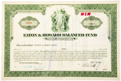 купить Акция США EATON & HOWARD BALANCED FUND 1950- 1960 гг.