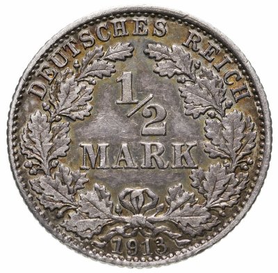 купить Германия, 1/2 марки (mark) 1913 знак монетного двора: "D" - Мюнхен