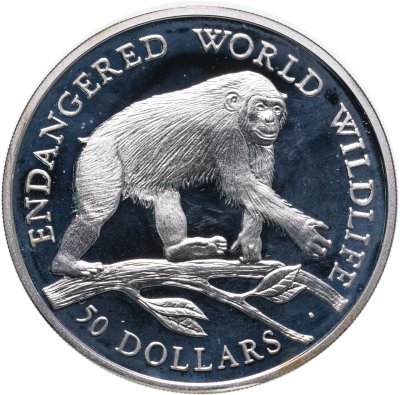 купить Острова Кука 50 долларов (dollars) 1990 "Красная книга, животные под угрозой исчезновения: Шимпанзе"