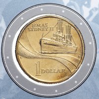 Купить Австралия 1 доллар 2000 юбилейная - "Крейсер Сидней II" UNC в запайке